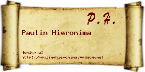 Paulin Hieronima névjegykártya